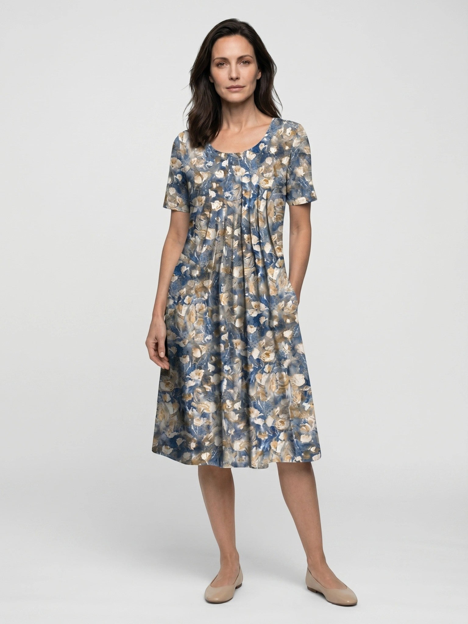 Women's Cotton Floral Print Midi Dress | Lightweight A-Line Summer Style
