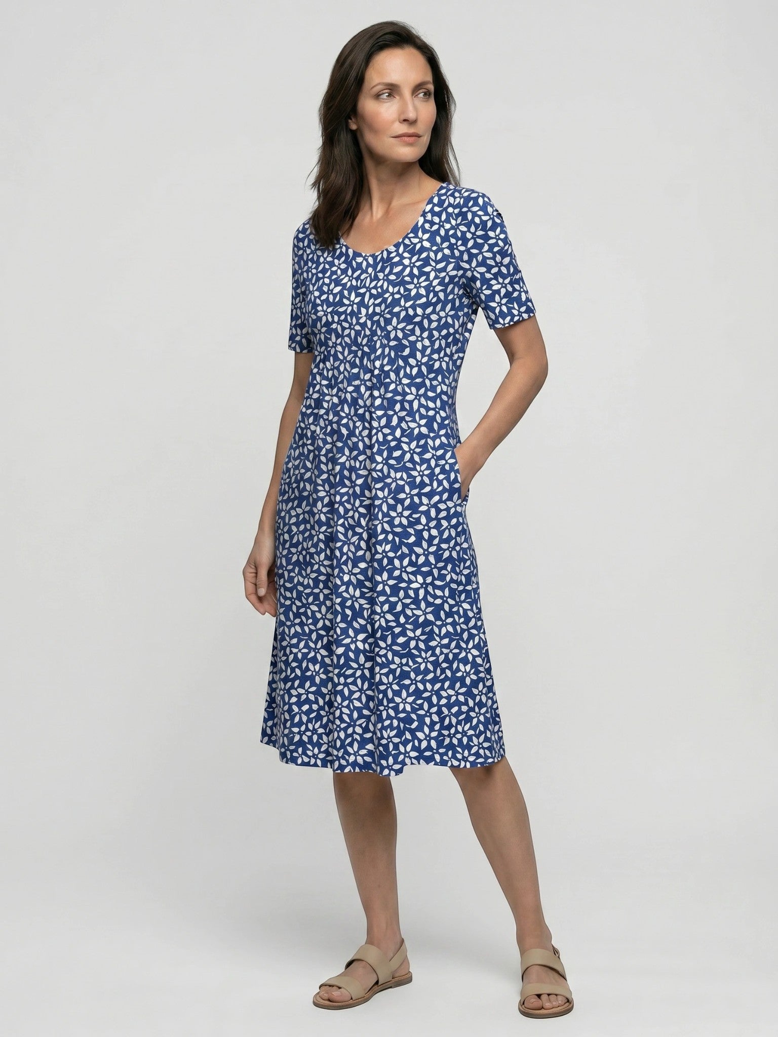 Women's Cotton Floral Print Midi Dress | Lightweight A-Line Summer Style
