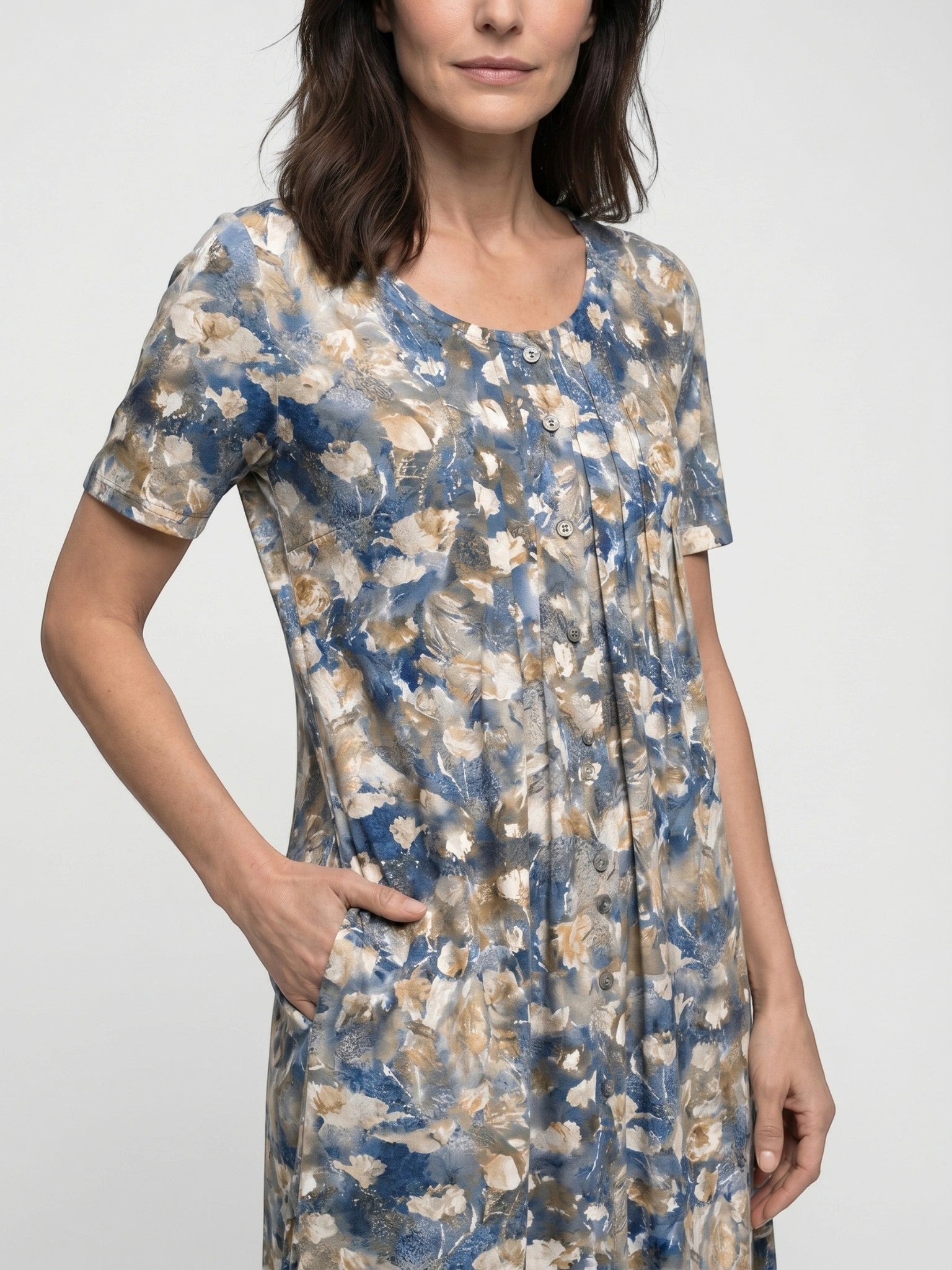 Women's Cotton Floral Print Midi Dress | Lightweight A-Line Summer Style