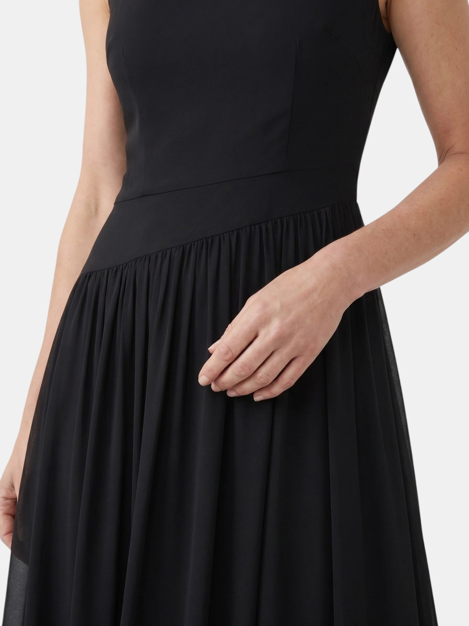 שמלת מידי לנשים מבד Draped | גופייה צמודה וחצאית מקופלת