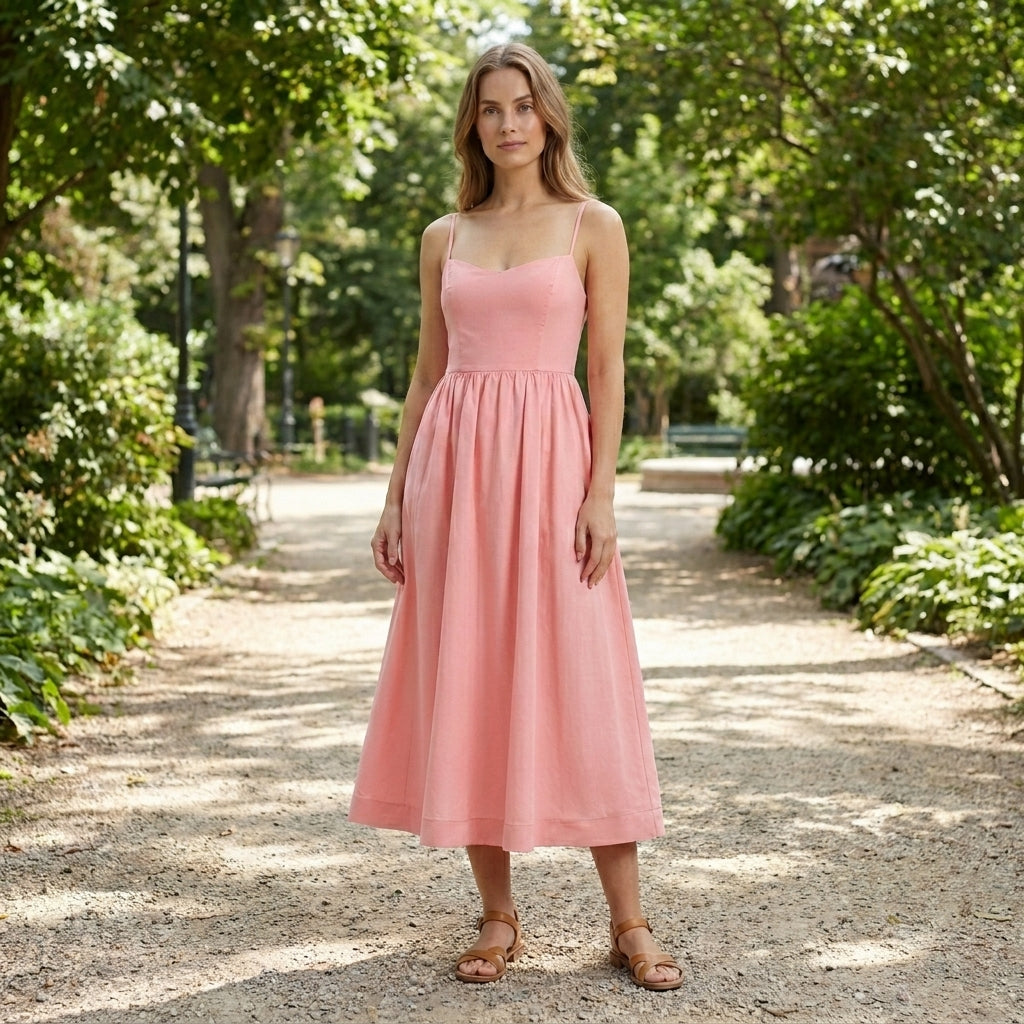 Women's Elegant A-Line Midi Dress