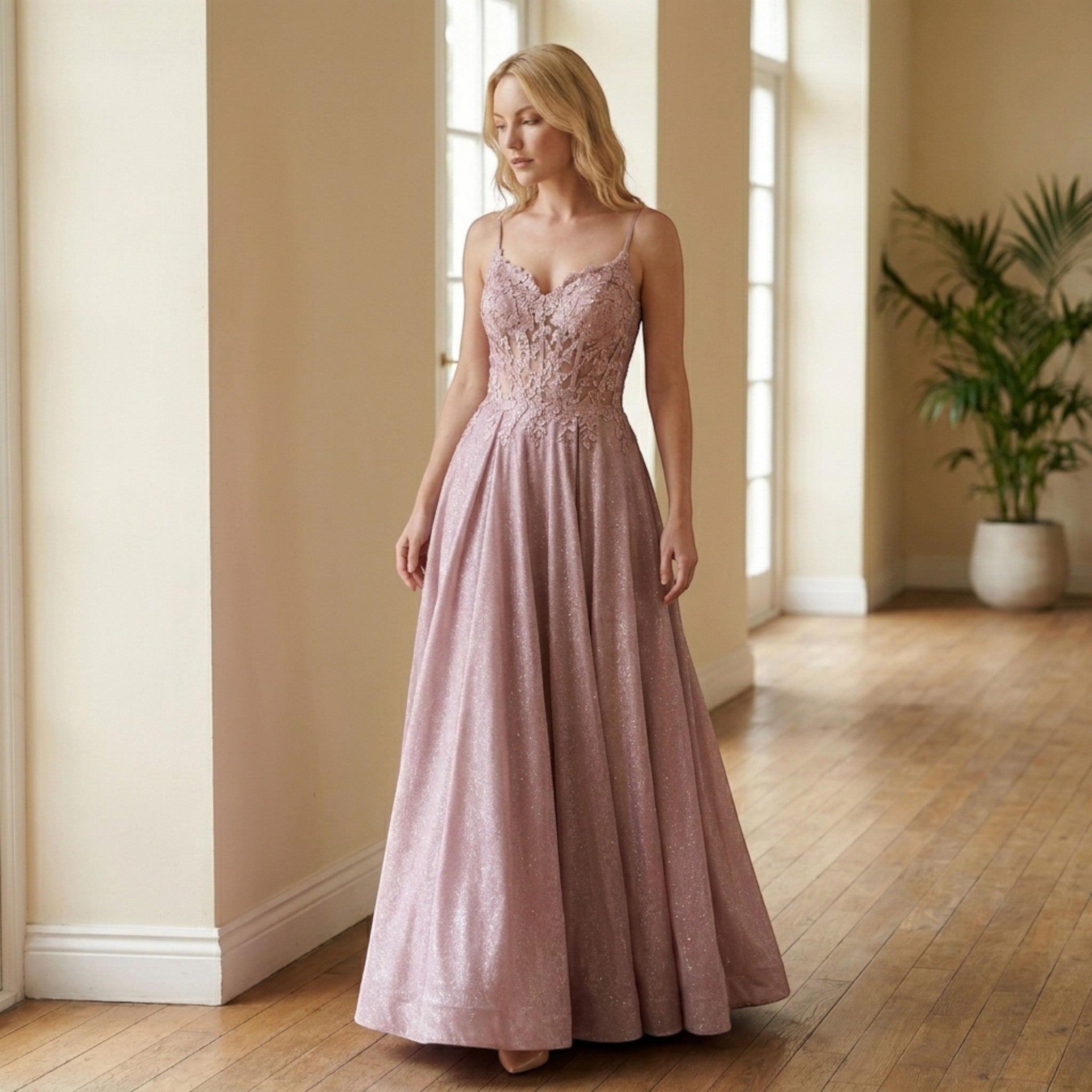 Robe longue élégante ornée pour femme | Robe de soirée formelle gracieuse