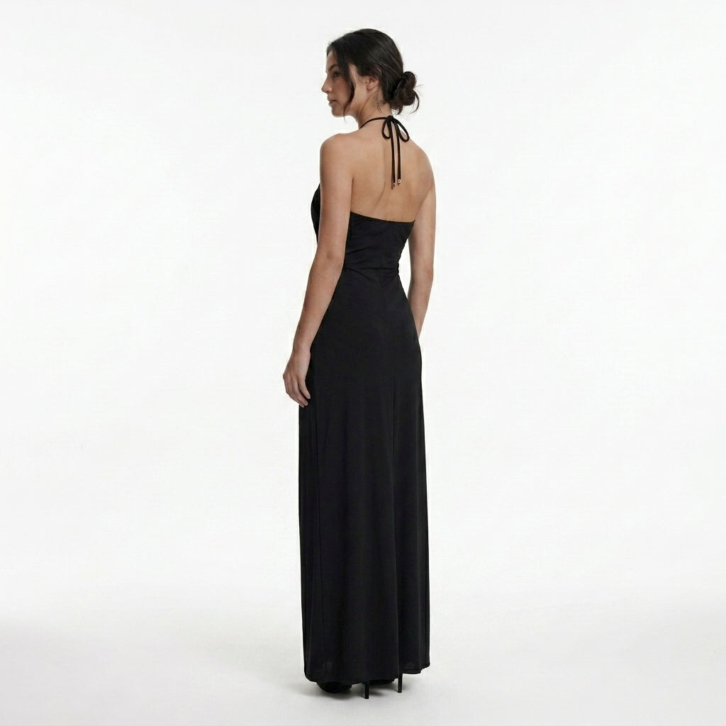 Womens Elegant Halter Neck Maxi Dress | Backless Summer Wedding Guest Gown 6