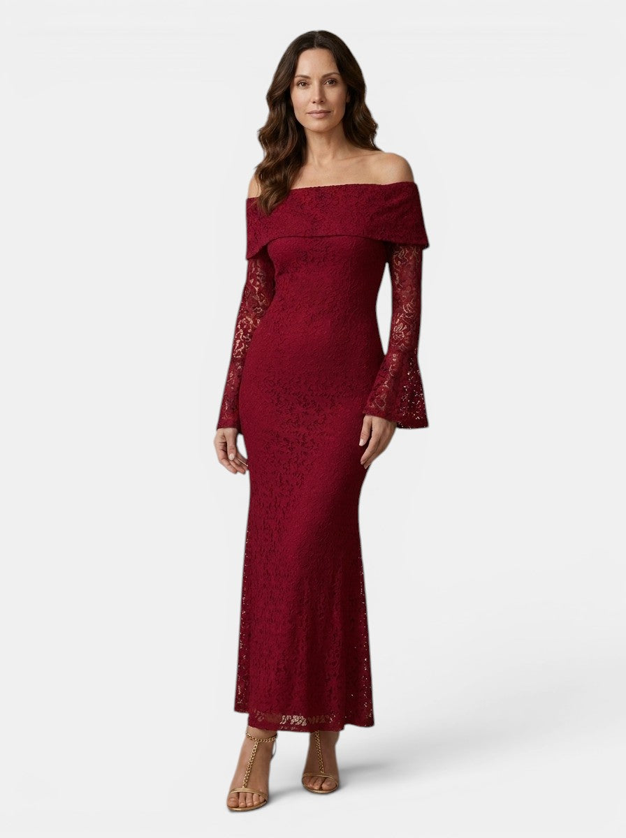 Womens Elegant Lace Maxi Dress | Off-Shoulder Mermaid Formal Gown 6