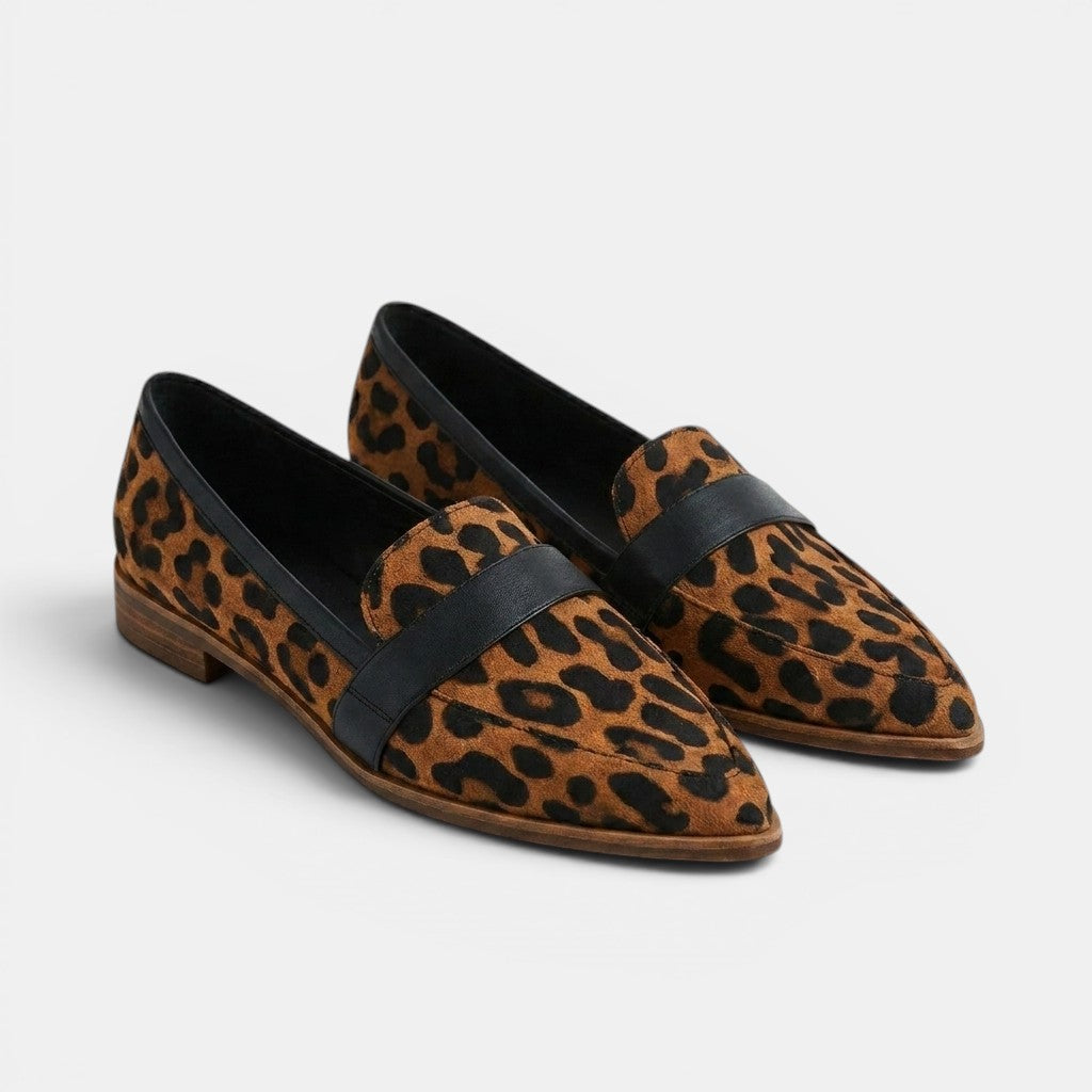 Womens Elegant Leather Loafers | Stylish Pointed Toe Slip-On Summer Shoes 9