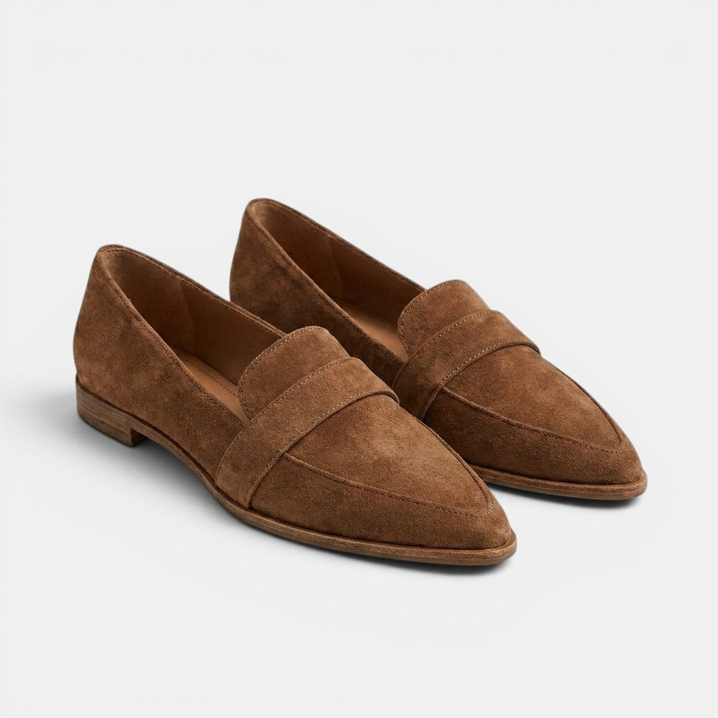 Womens Elegant Leather Loafers | Stylish Pointed Toe Slip-On Summer Shoes 6