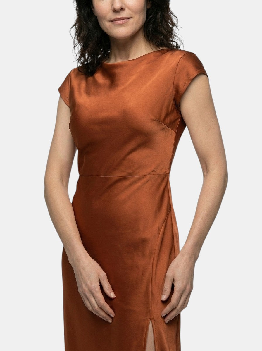Womens Elegant Midi Dress | Classic Boat Neck with Side Slit | Versatile All-Season Formal Dresses 6