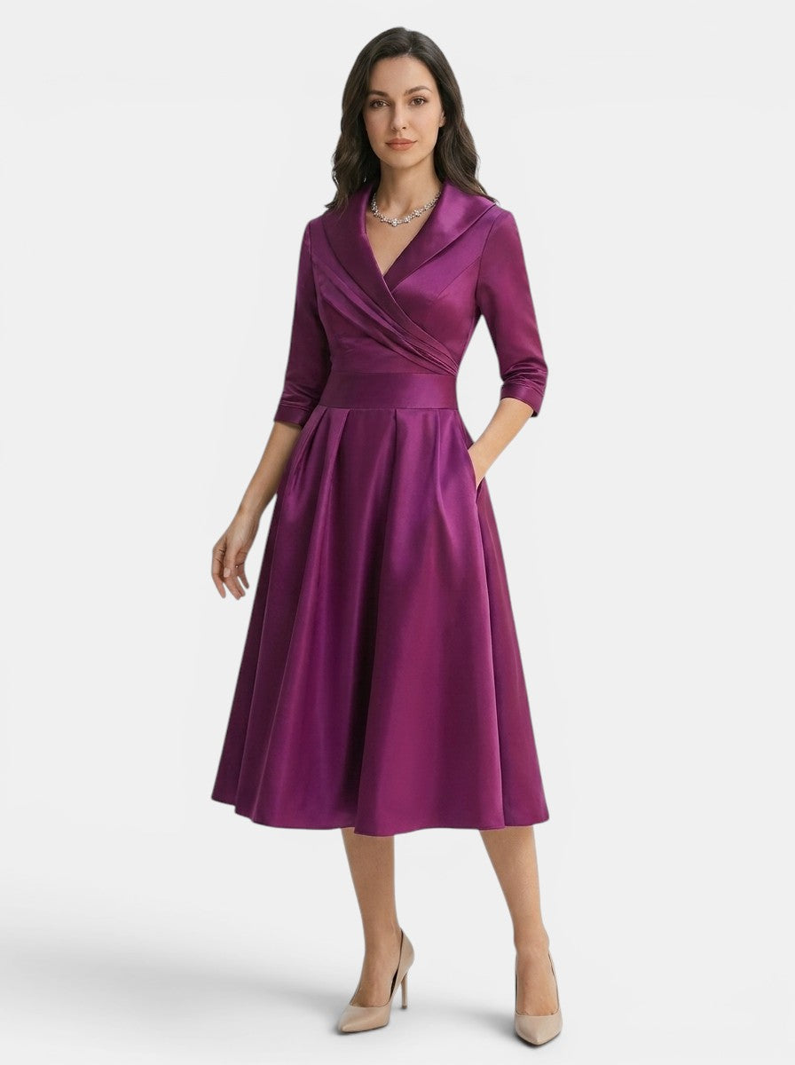 Robe midi élégante pour femme | Tenue de soirée formelle polyvalente avec poches discrètes