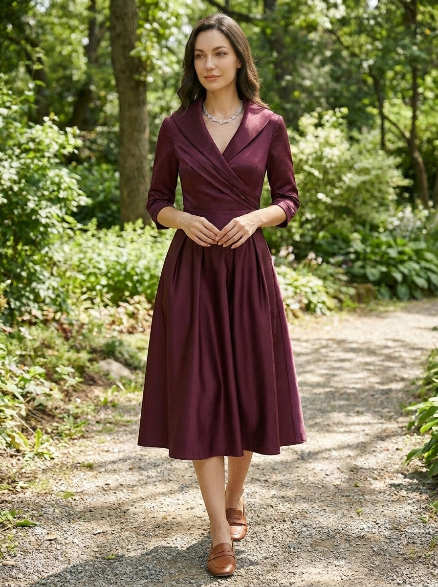 Women's Elegant Midi Dress | Versatile Formal Evening Wear with Discreet Pockets