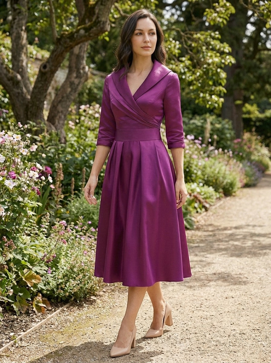 Robe midi élégante pour femme | Tenue de soirée formelle polyvalente avec poches discrètes