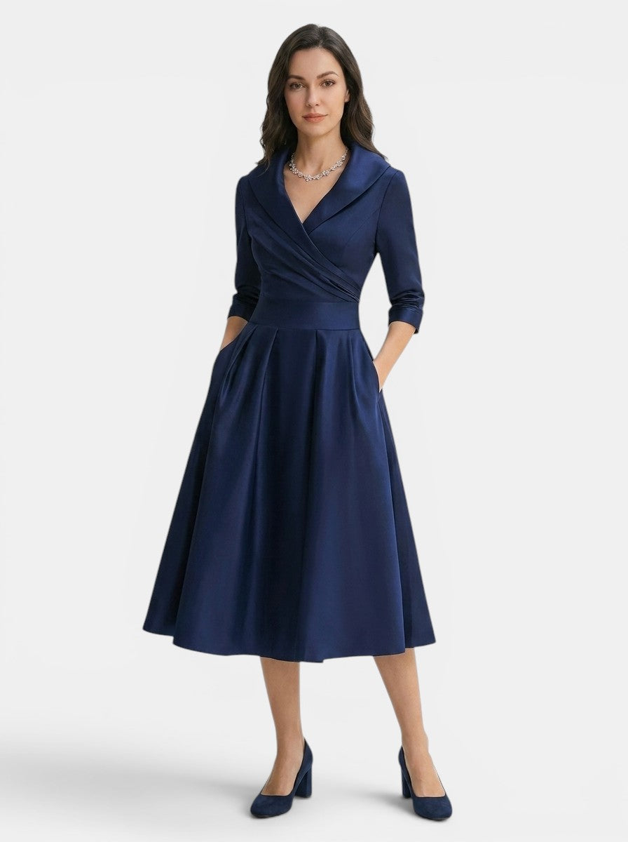 Robe midi élégante pour femme | Tenue de soirée formelle polyvalente avec poches discrètes
