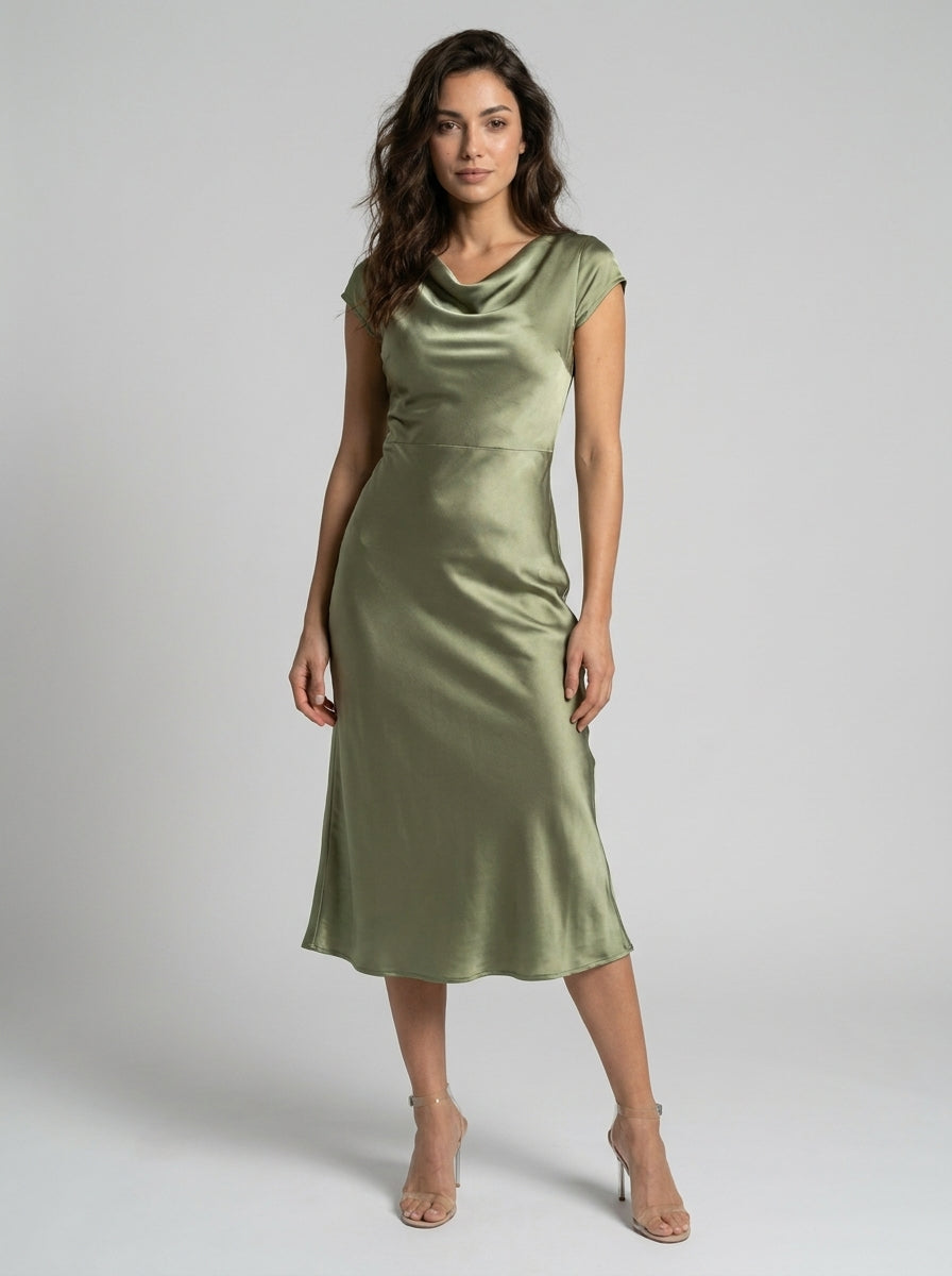 Abito Midi Elegante da Donna | Abito Cocktail Estivo Fluido e Minimalista