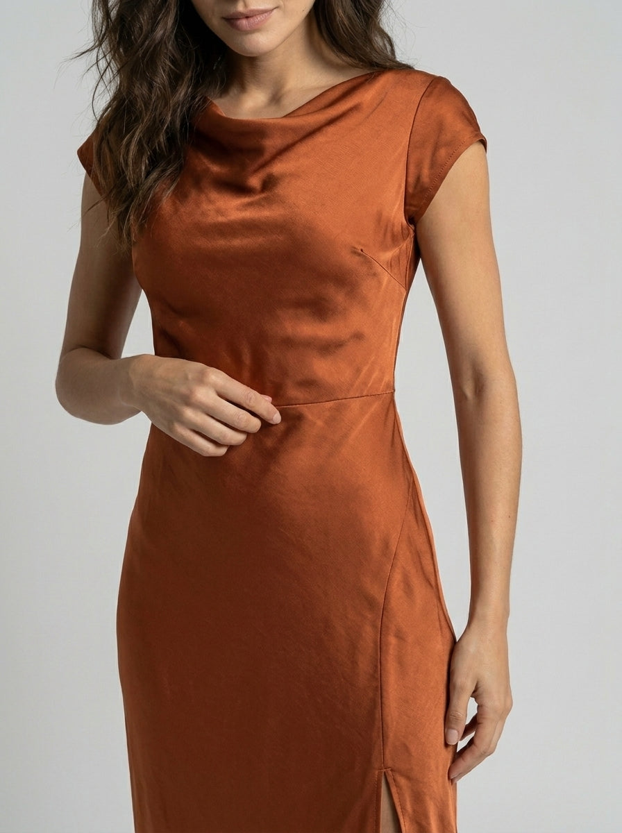 Abito Midi Elegante da Donna | Abito Cocktail Estivo Fluido e Minimalista