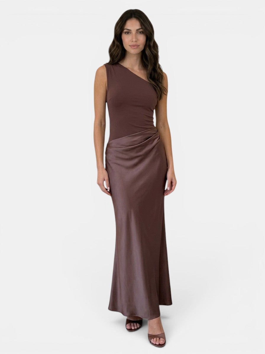 Robe longue plissée élégante pour femme | Robe de soirée formelle asymétrique