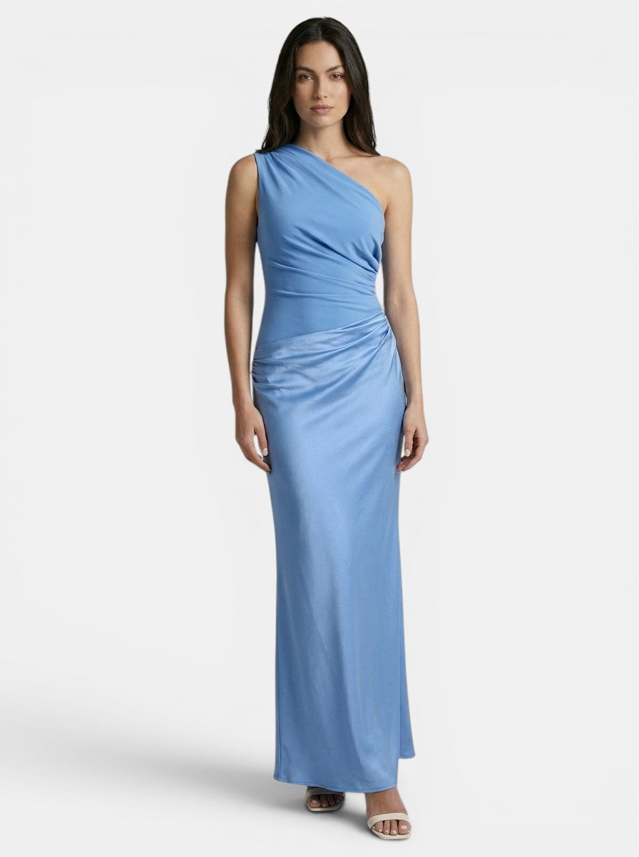 Robe longue plissée élégante pour femme | Magnifique robe de soirée asymétrique