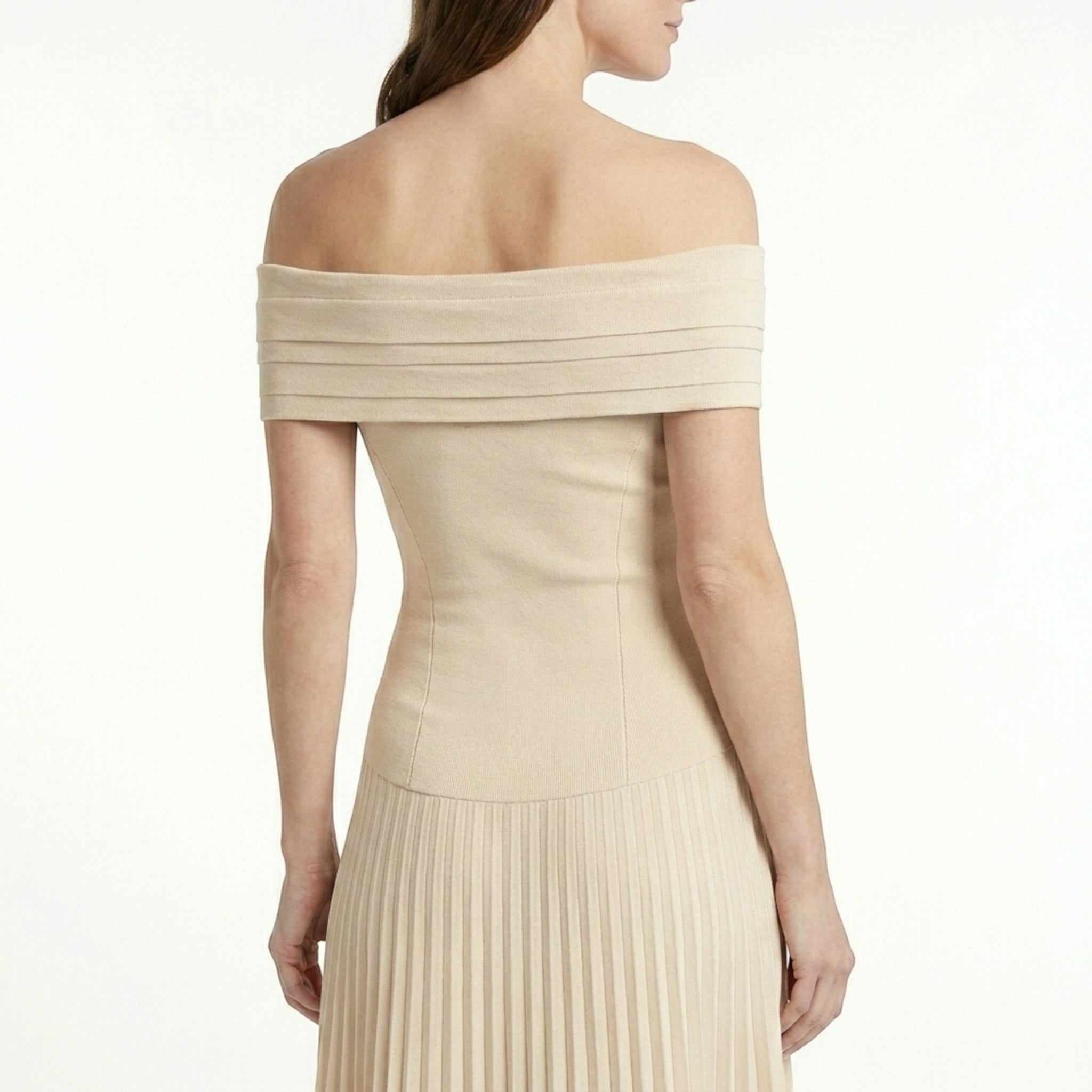 Robe longue plissée élégante pour femme | Robe formelle intemporelle à épaules dénudées