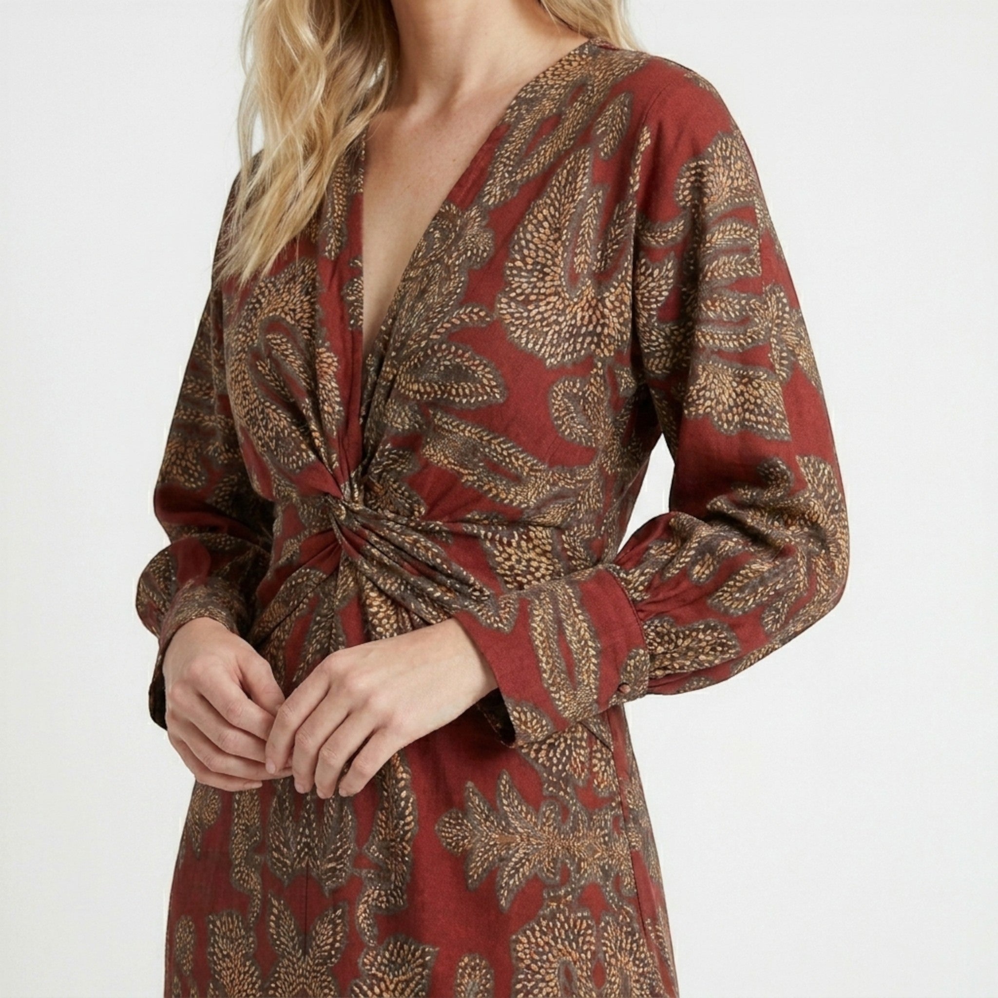 Robe longue trapèze imprimée élégante pour femmes | Robe formelle d'été flatteuse à col en V