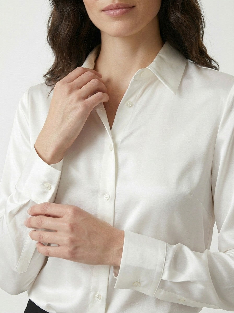 Womens Elegant Satin Blend Blouse | Stylish Long Sleeve Top for All Seasons 7