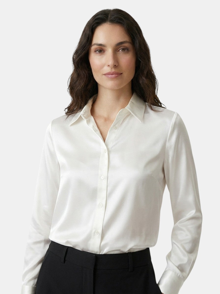 Womens Elegant Satin Blend Blouse | Stylish Long Sleeve Top for All Seasons 6