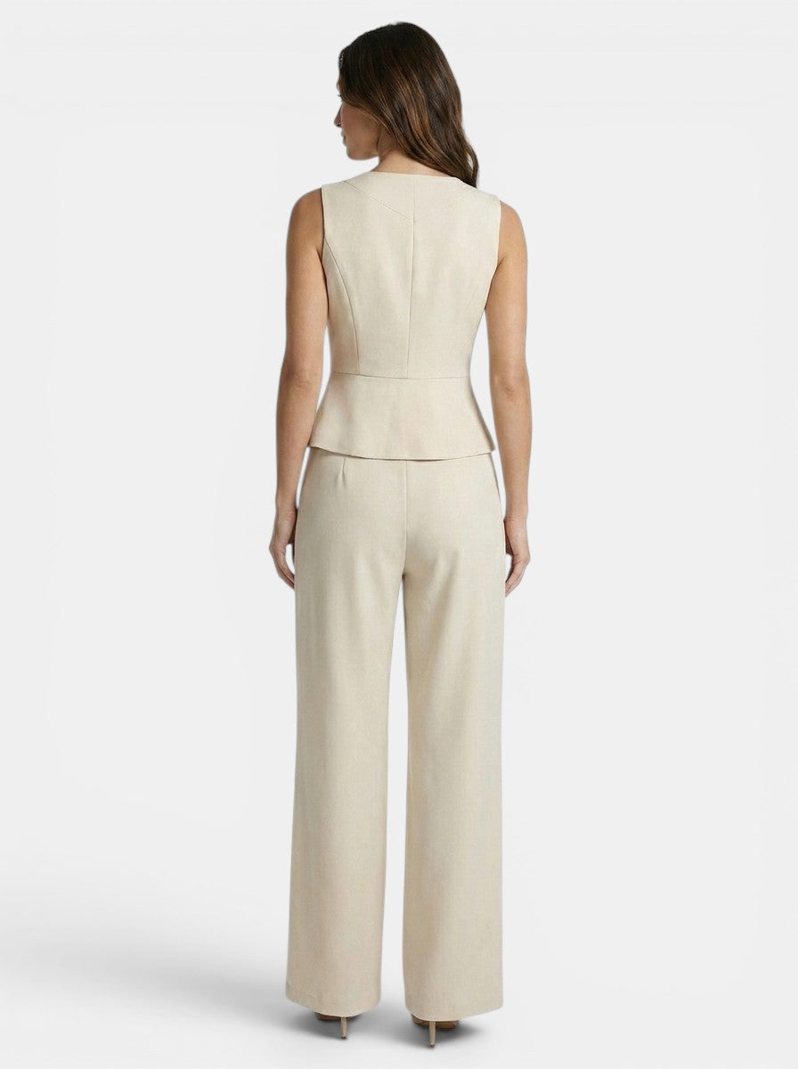 Coordinato pantaloni a gamba larga sartoriali eleganti da donna | Set sofisticato con gilet senza maniche per primavera estate