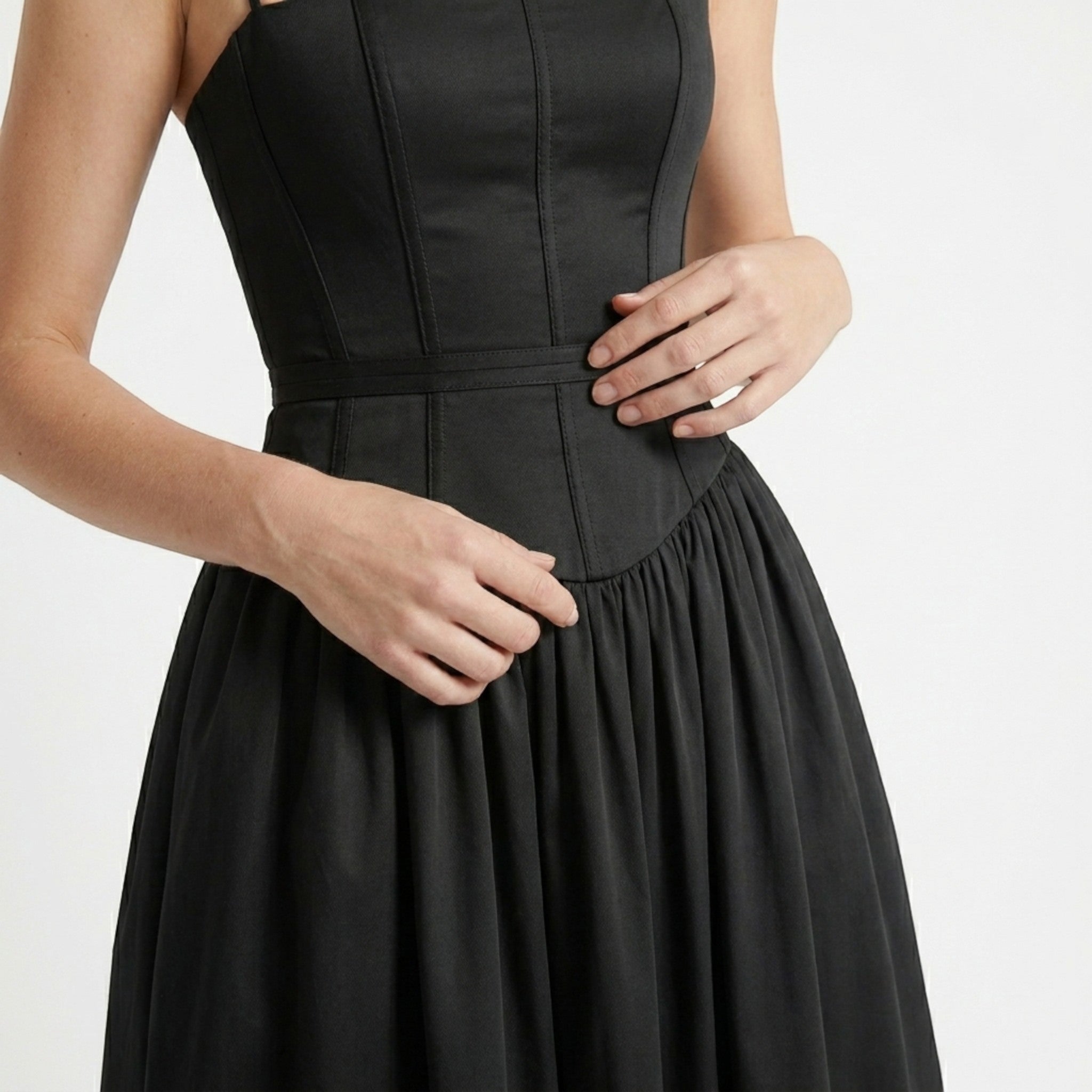 Robe midi blanche élégante avec corset pour femmes | Tenue de cocktail formelle intemporelle