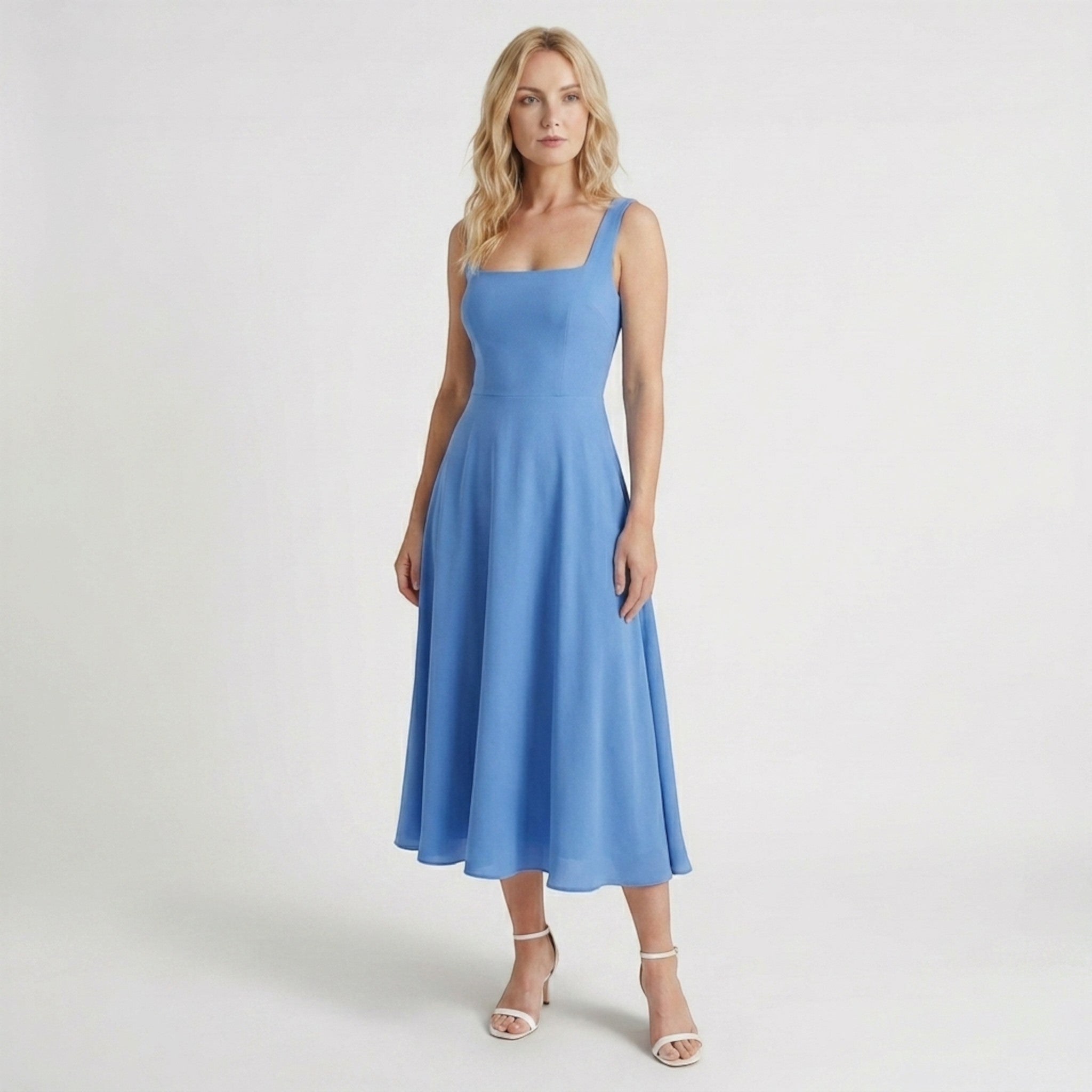Vestido Midi Blanco Elegante para Mujer | Atuendo Sofisticado para Cóctel en Ocasiones Especiales