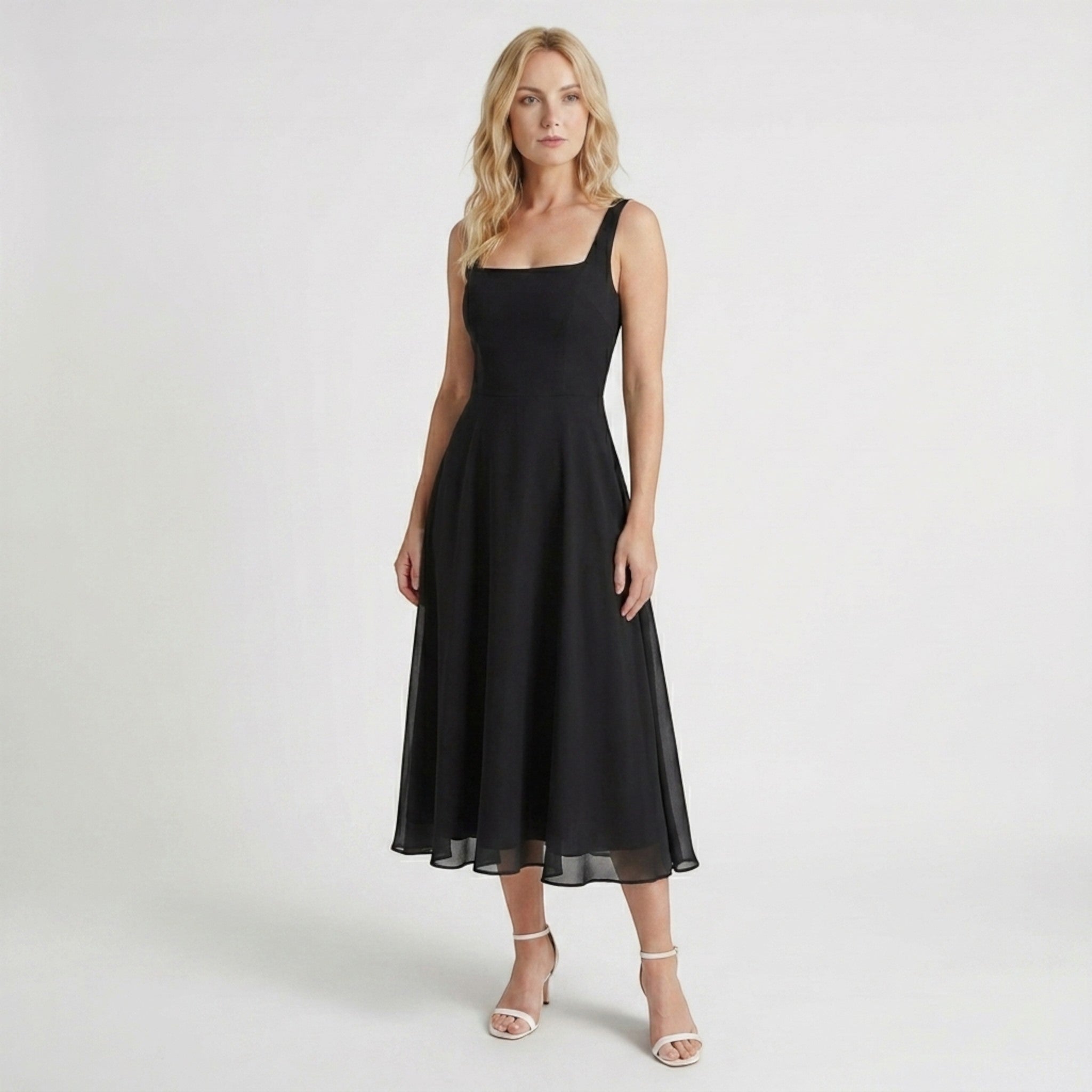 Vestido Midi Blanco Elegante para Mujer | Atuendo Sofisticado para Cóctel en Ocasiones Especiales