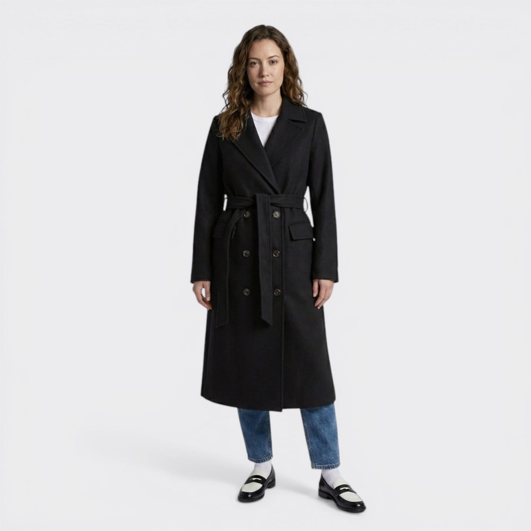 Women's Elegant Wool Blend Overcoat | Tailored Double-Breasted Winter Coat