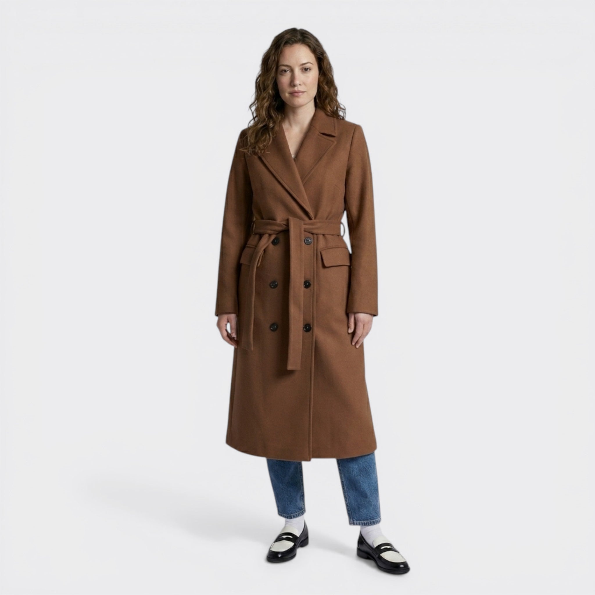 Women's Elegant Wool Blend Overcoat | Tailored Double-Breasted Winter Coat