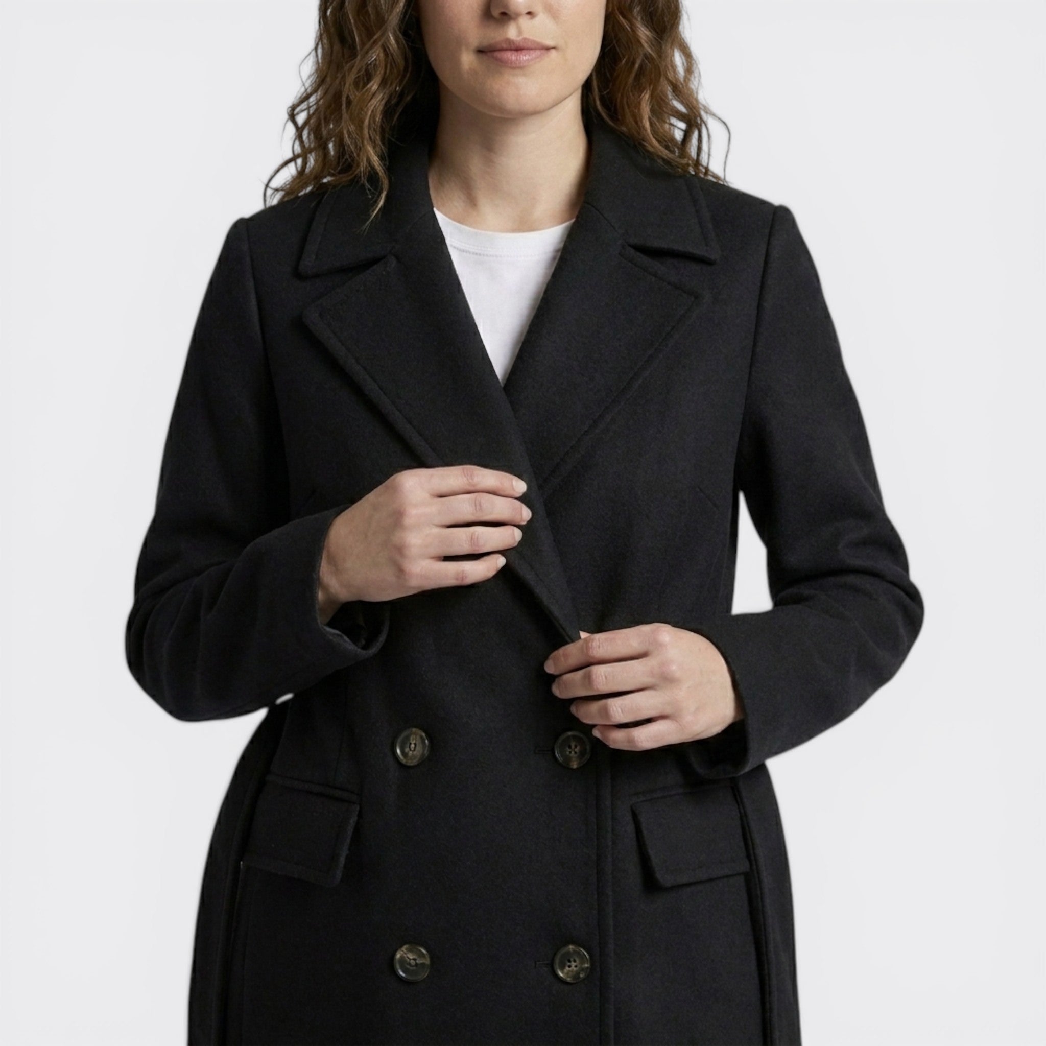 Women's Elegant Wool Blend Overcoat | Tailored Double-Breasted Winter Coat