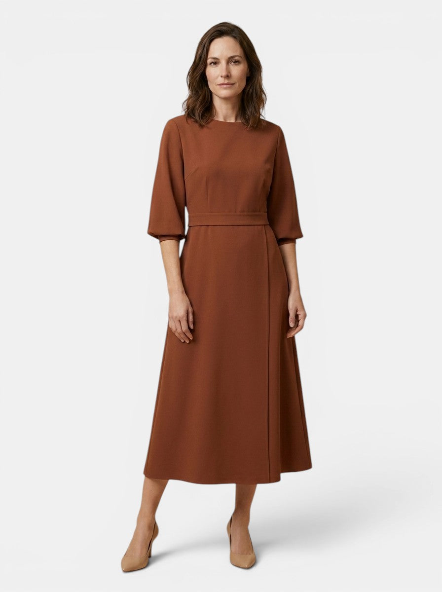 Womens Elegant Wrap Midi Dress | Black Balloon Sleeve Cocktail Dress 13