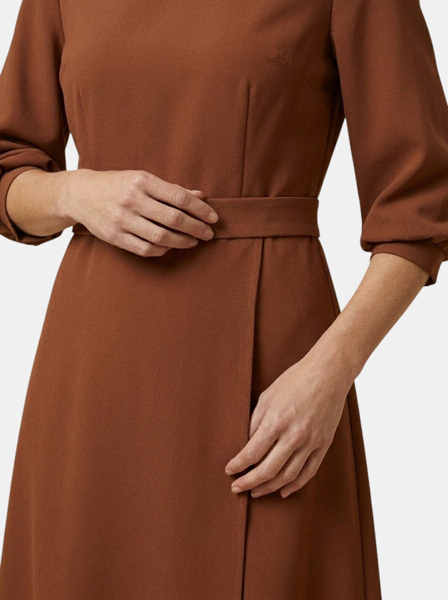 Womens Elegant Wrap Midi Dress | Black Balloon Sleeve Cocktail Dress 14