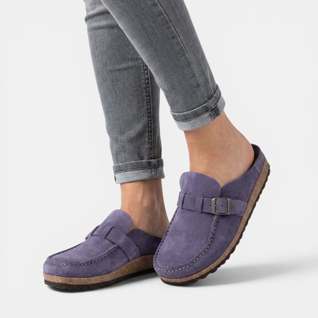 Womens Faux Leather Loafers | Elegant Slip-On Shoes with Buckle Detail 7