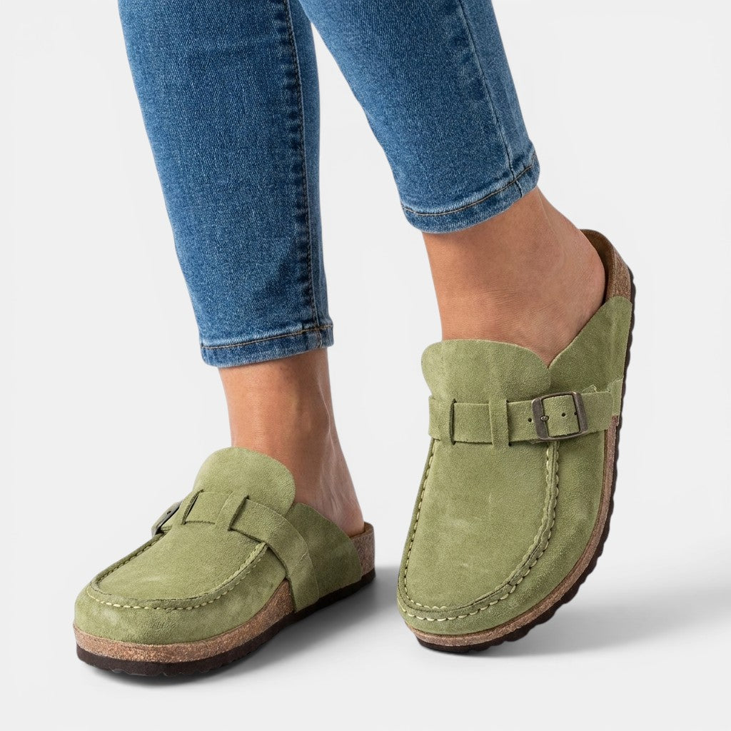Womens Faux Leather Loafers | Elegant Slip-On Shoes with Buckle Detail 4
