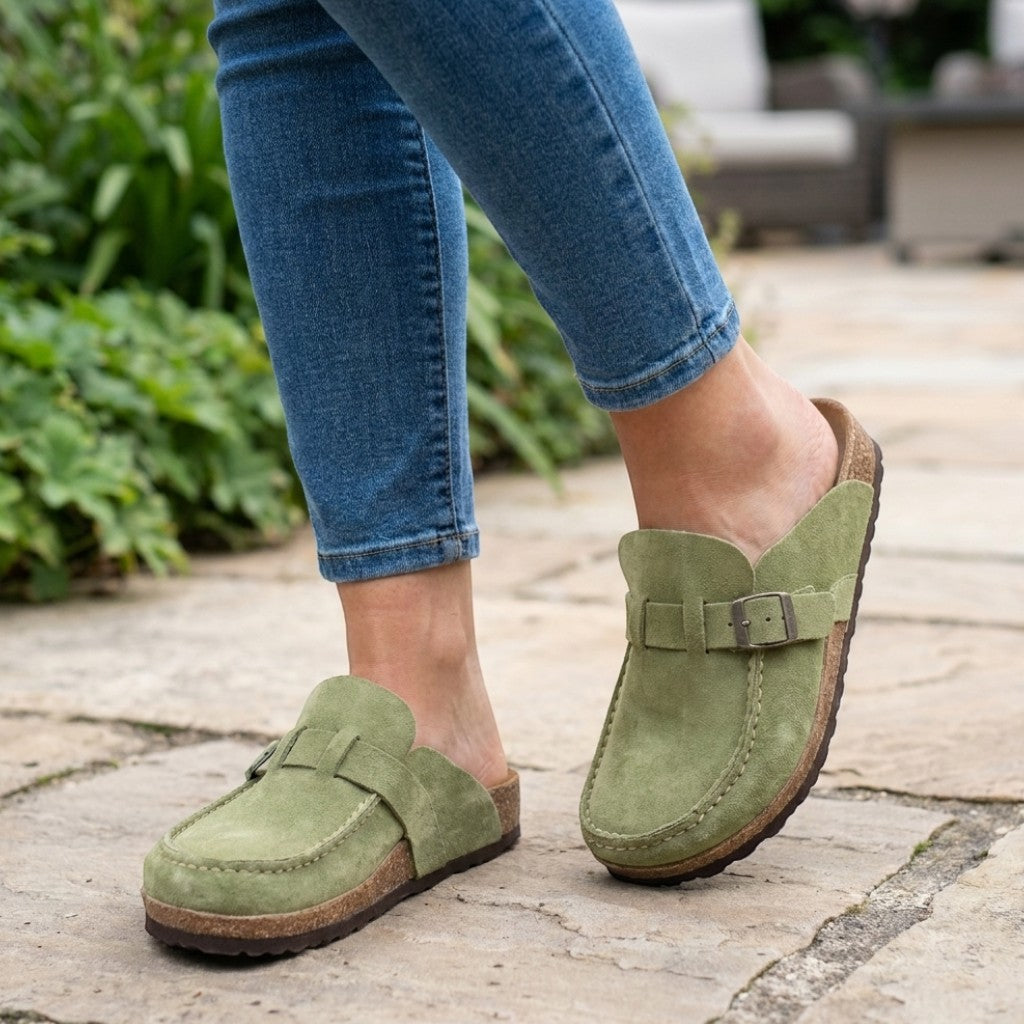 Womens Faux Leather Loafers | Elegant Slip-On Shoes with Buckle Detail 2