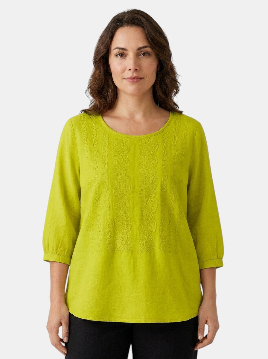 Blusa de mujer con bordado floral | Top veraniego holgado y fresco