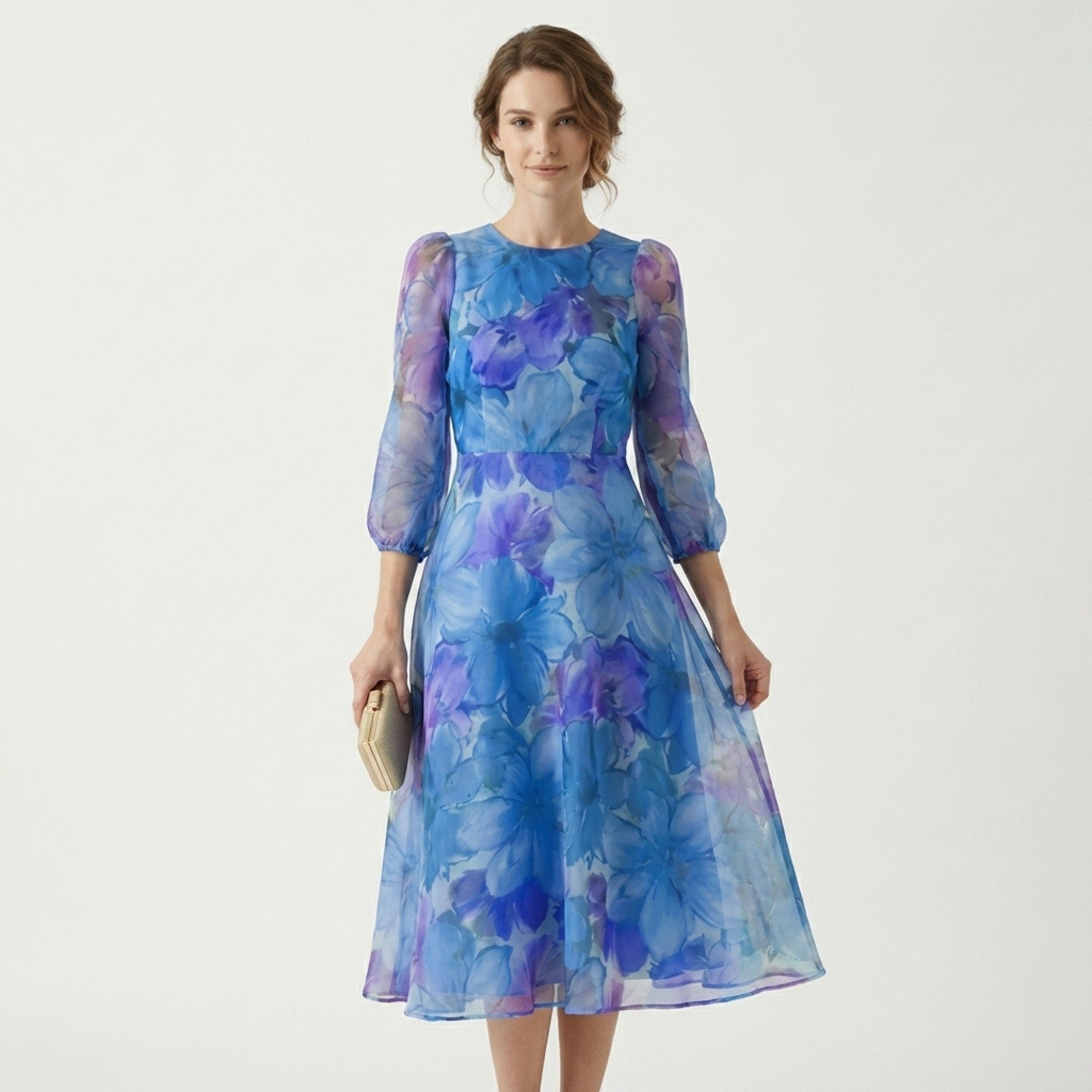 Robe midi fleurie pour femme | Tenue formelle d'été élégante grande taille