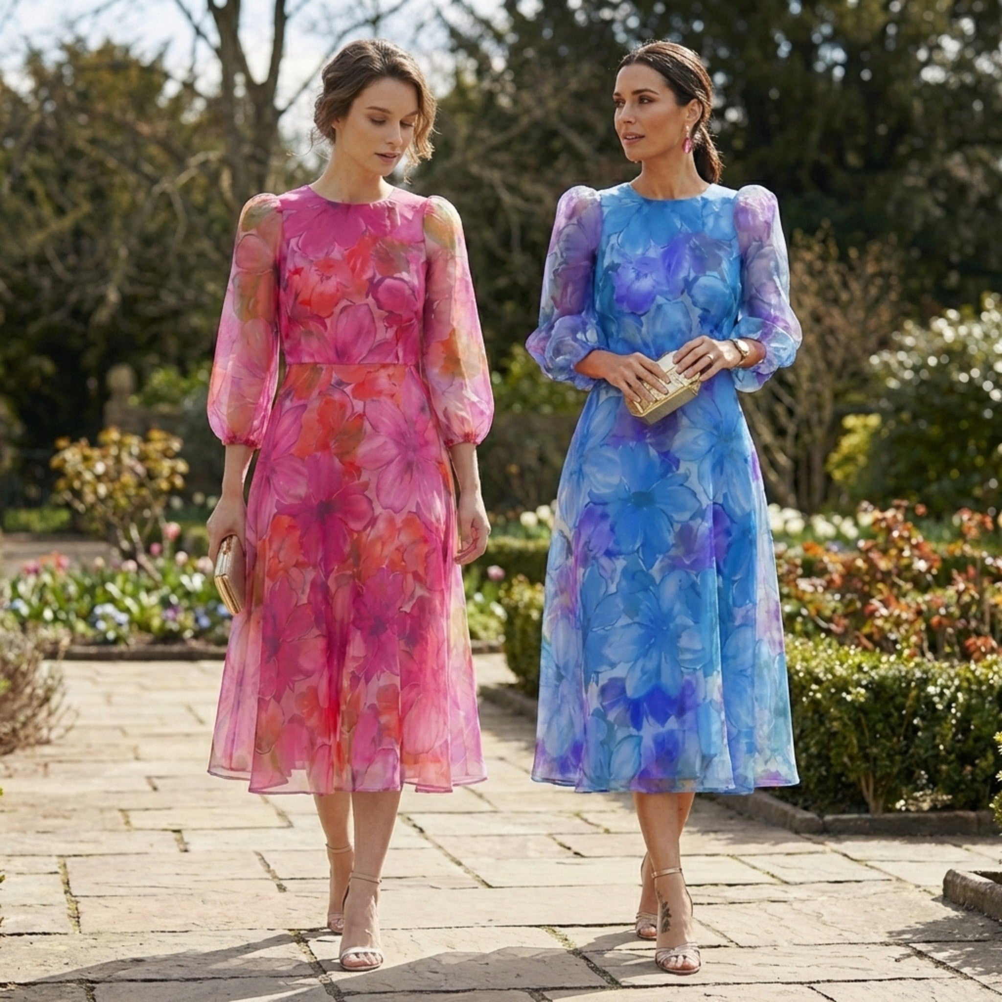 Robe midi fleurie pour femme | Tenue formelle d'été élégante grande taille