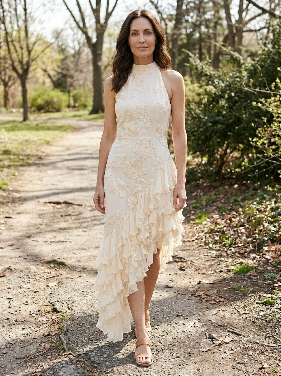 Women's Floral Textured Maxi Dress