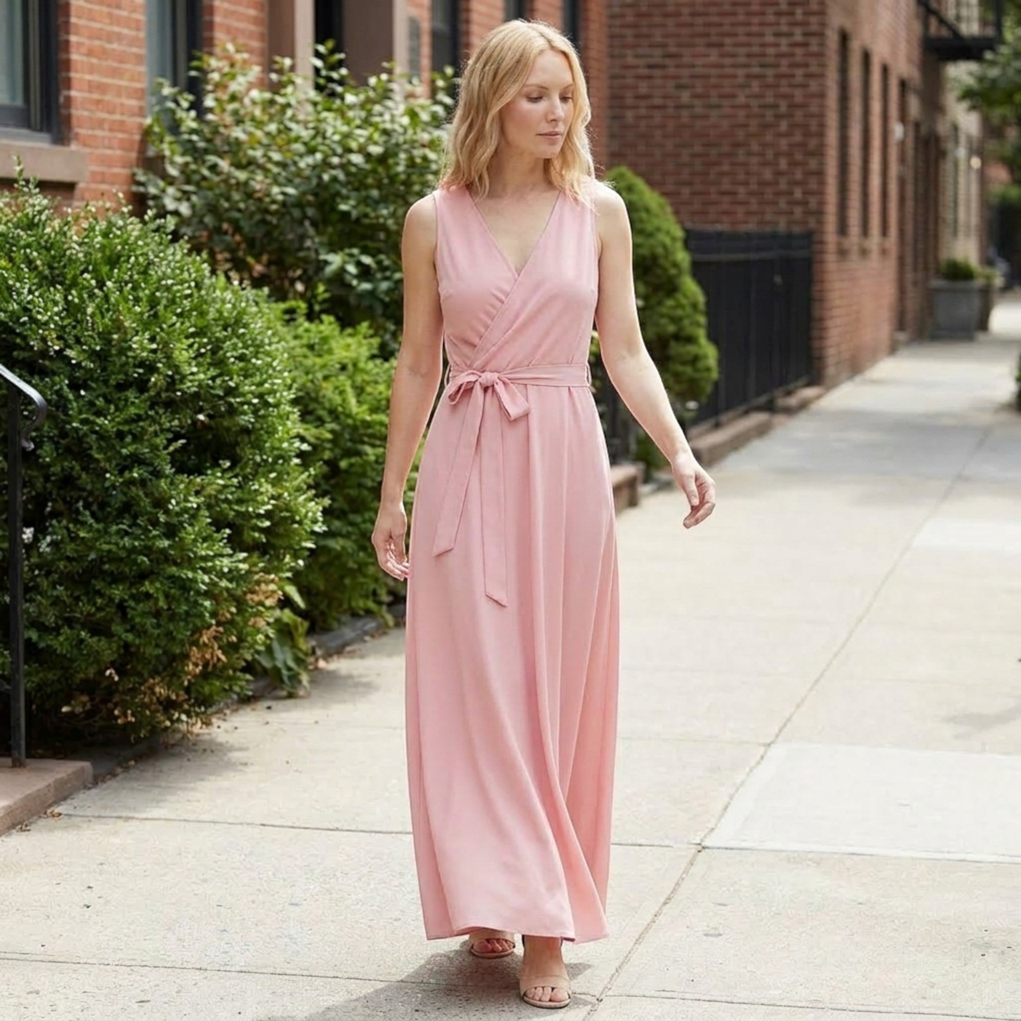 Women's Flowing Wrap Maxi Dress | Elegant Formal Evening Gown