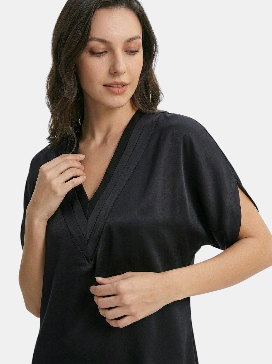 Vestido largo de tela fluida para mujer | Elegante vestido de verano que disimula el abdomen