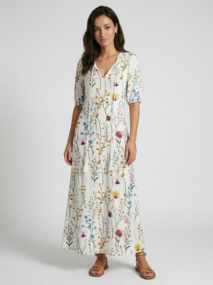 Robe longue bohème légère pour femme | Style estival vintage élégant