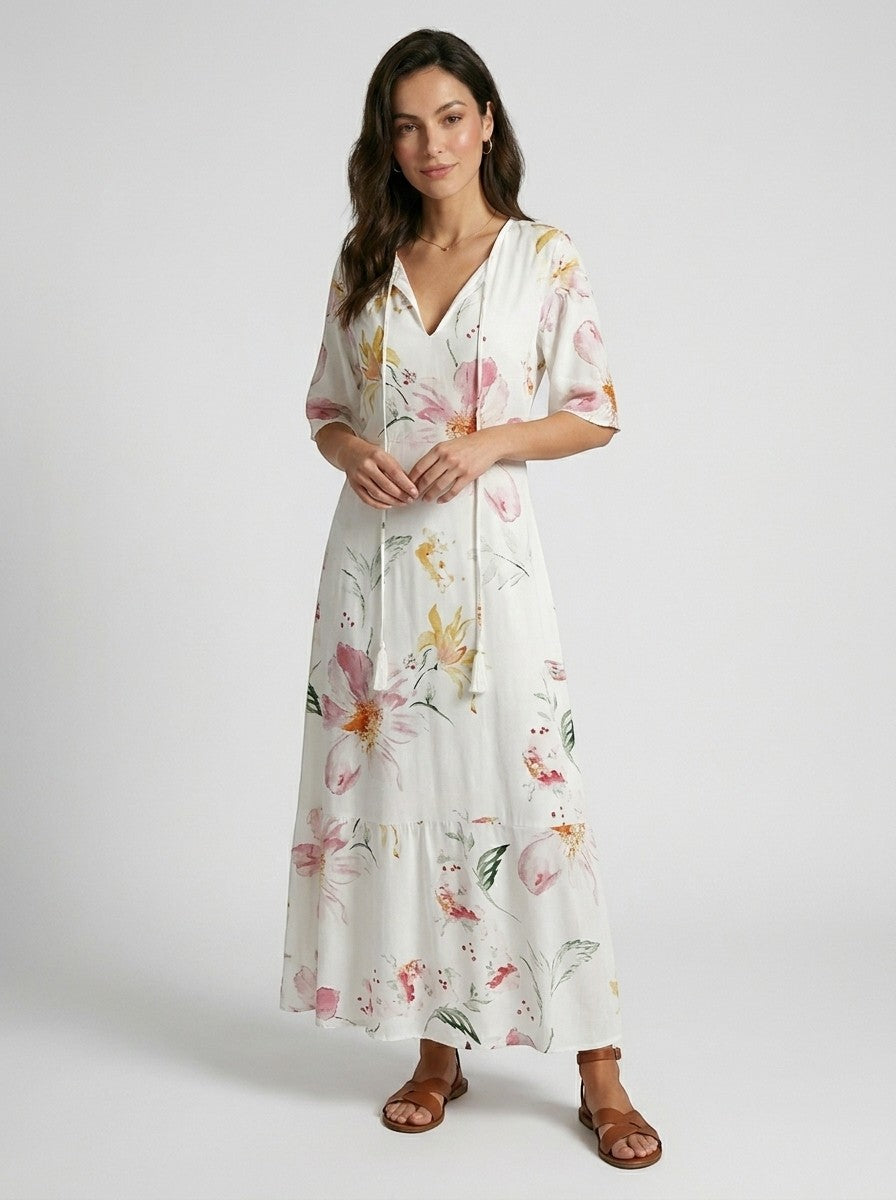 Robe longue bohème légère pour femme | Style estival vintage élégant