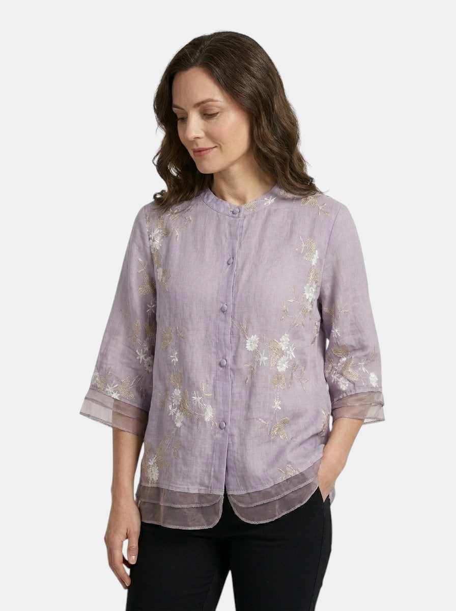 Blusa ligera de algodón para mujer | Top de verano bordado con flores | Corte fluido y relajado