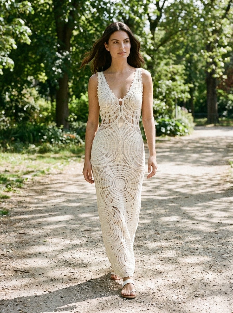 Women's Lightweight Fabric Summer Dress | Elegant Figure-Softening Maxi Wrap Dress