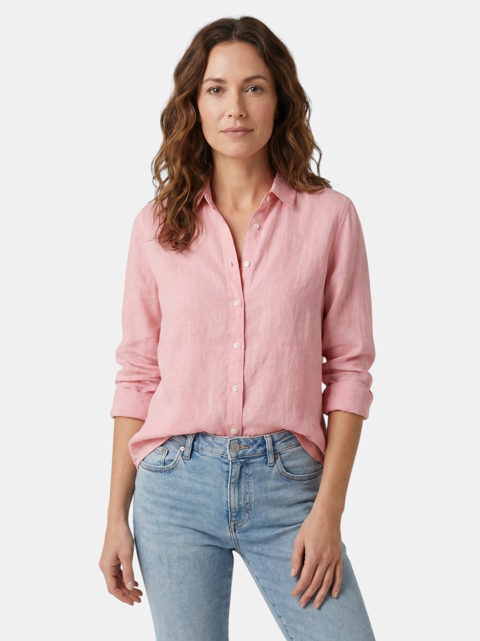 Camicia Donna Leggera in Lino con Bottoni | Blusa Bianca Casual a Vestibilità Comoda