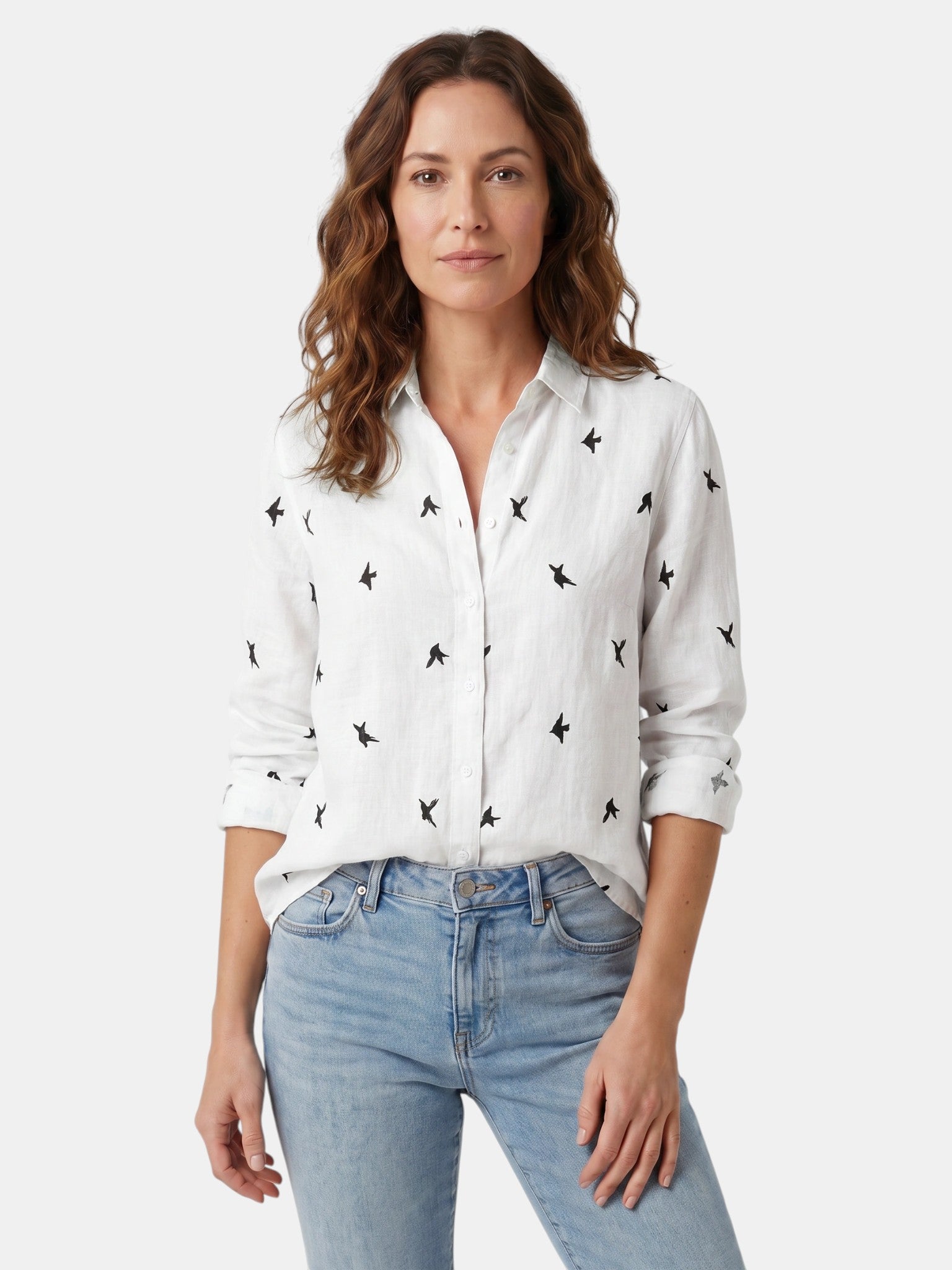 Camicia Donna Leggera in Lino con Bottoni | Blusa Bianca Casual a Vestibilità Comoda