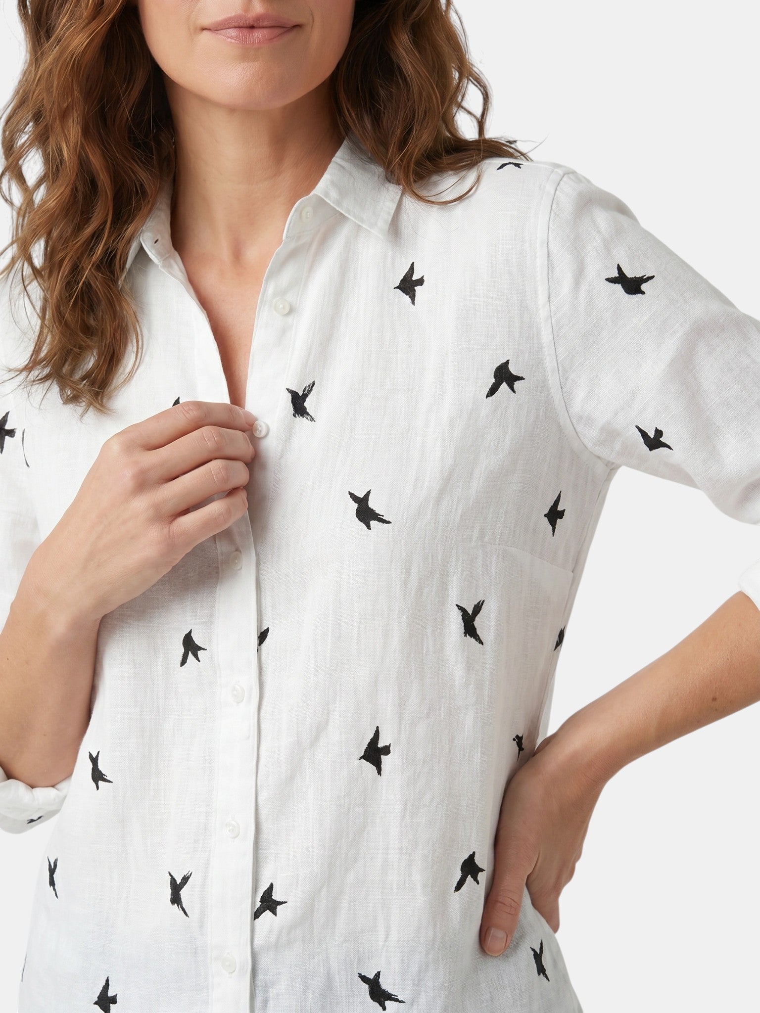 Camicia Donna Leggera in Lino con Bottoni | Blusa Bianca Casual a Vestibilità Comoda