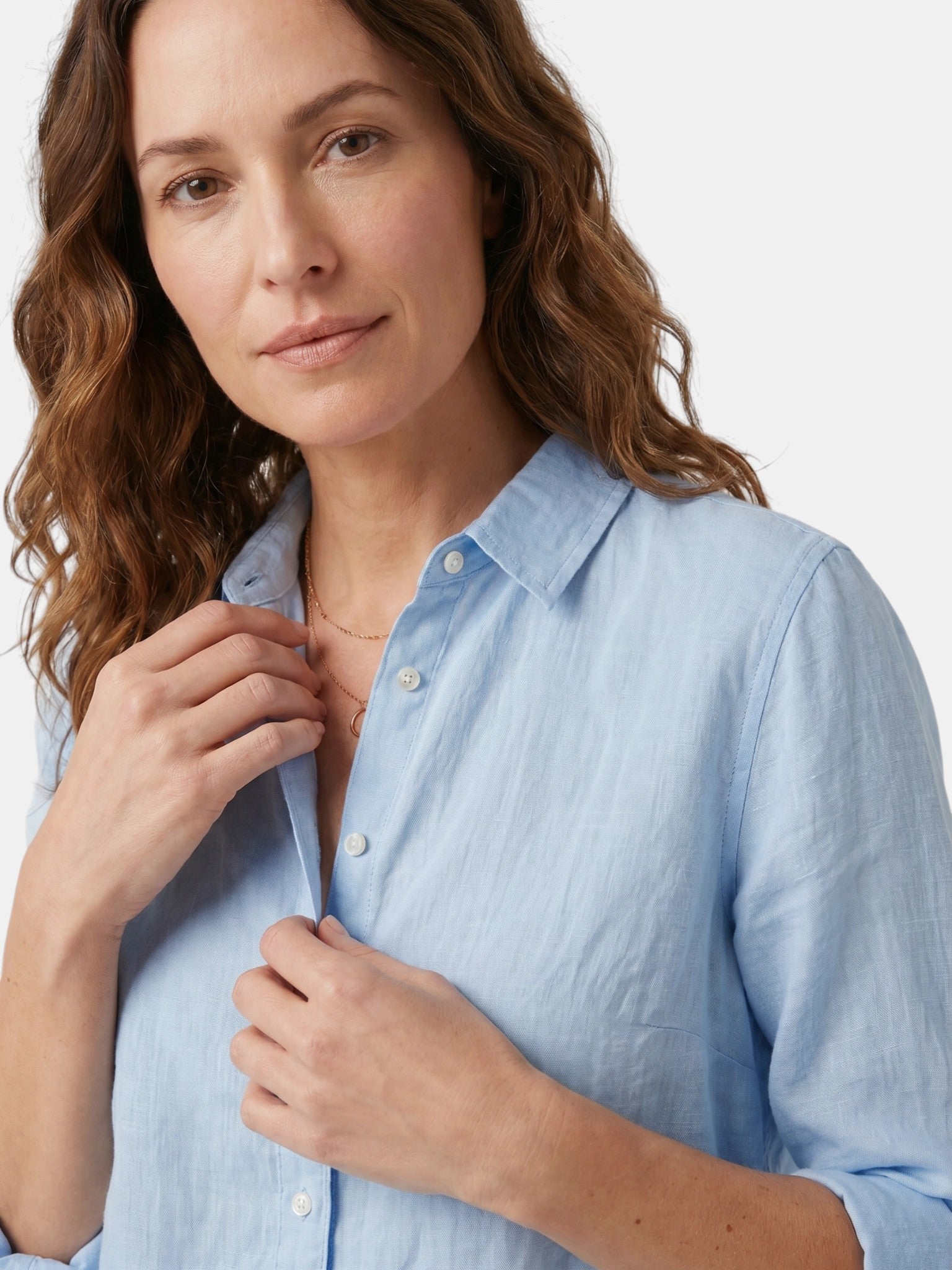 Camicia Donna Leggera in Lino con Bottoni | Blusa Bianca Casual a Vestibilità Comoda