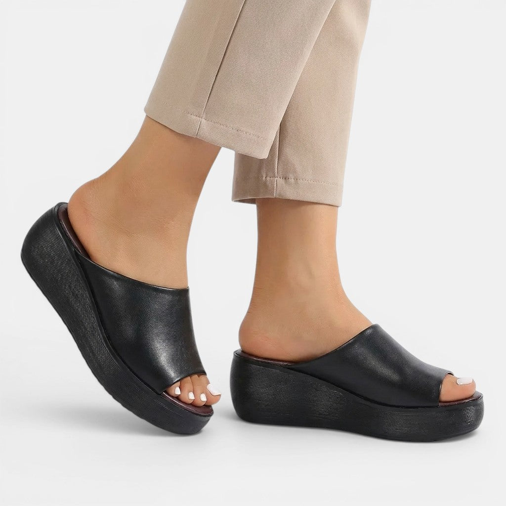 Women's Minimalist Leather Sandals | Stylish Comfortable Open Toe Slip-On Shoes
